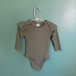 Green Ribbed Kids One Piece